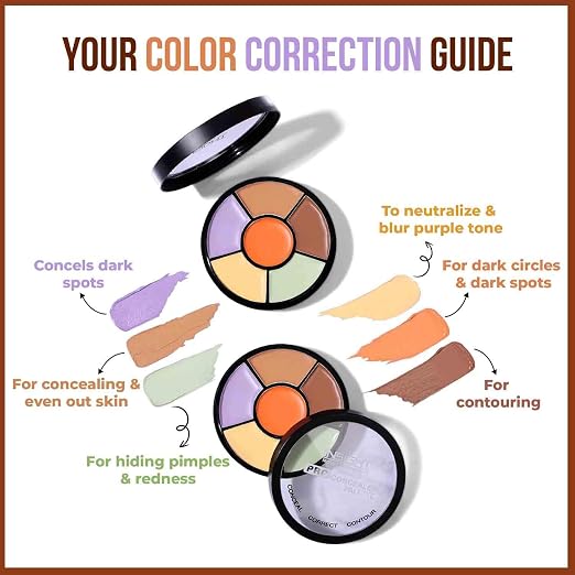 Pro Concealer Palette – Shade Concealer | Makeup Wheel for Face | Satin–Matte Finish | 3-in-1 Conceal, Contour & Correct | Waterproof | Full Coverage | 15gm - Image 3