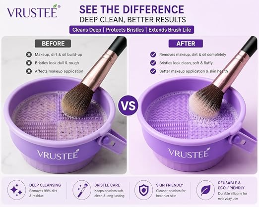 3-in-1 Silicone Makeup Brush Cleaner Bowl with Drying Holder – Portable Cosmetic Brush Cleaning Pad with Suction Cups – Brush Washing Bowl, Puff And Sponge Cleaning Tool, Sponge Cleaner - Image 2