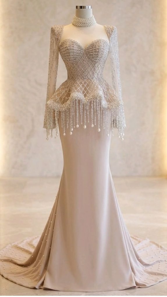 Pearl-Encrusted Masterpiece_ The Ultimate Evening Silhouette 🤍✨